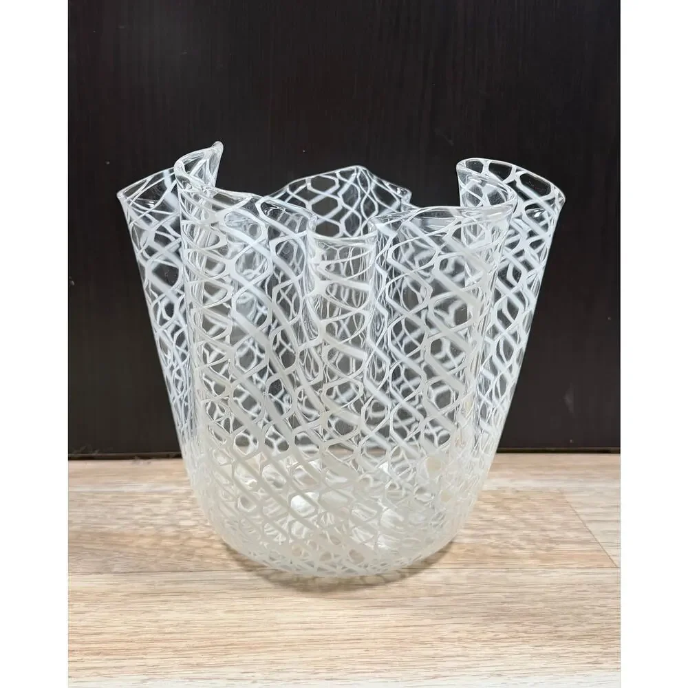 Fulvio Bianconi/Paolo Venini for Murano  Large Fazzoletto Art Glass Vase